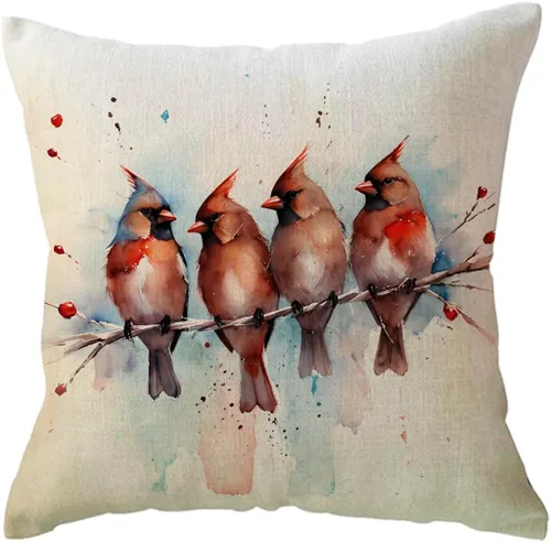 Miniatura 10 de ULOVE LOVE YOURSELF Fundas de almohada decorativas con diseño de pájaros en acuarela, bonitos pájaros, funda de cojín para descansar en alambre