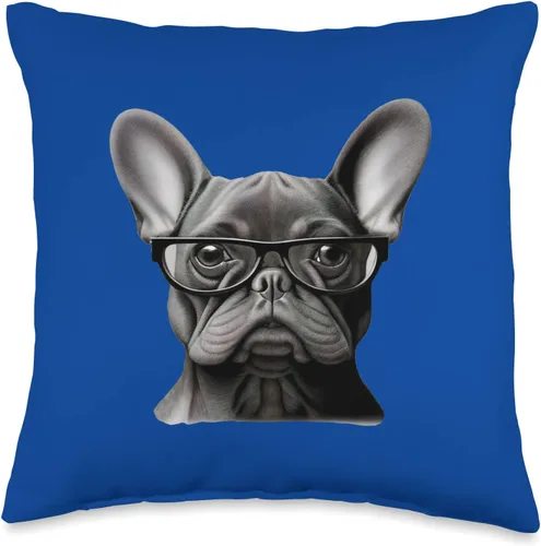French Bulldog Dog Stuff Frenchton Frenchieco Divertida cara de bulldog francés linda mamá francesa con almohada de lentes, 16 x 16 pulgadas,