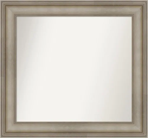 Miniatura 259 de Amanti Art Espejo de baño plateado para sobre el fregadero, 26 x 26 pulgadas, espejo cuadrado de plata antigua, marco de madera tradicional mediano