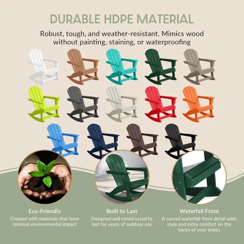 Miniatura 31 de WestinTrends Silla mecedora Malibu de poliéster para exterior/patio Adirondack, Negra