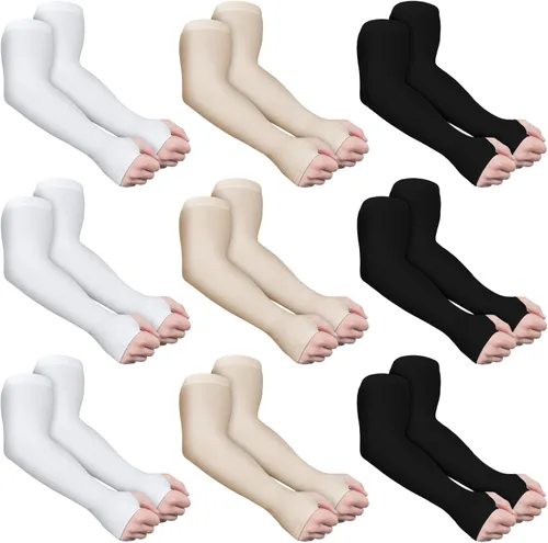 Janmercy 9 pares de fundas protectoras de piel de anciano, manga delgada para el brazo, protección contra abrasiones, desgarro, exposición al sol,