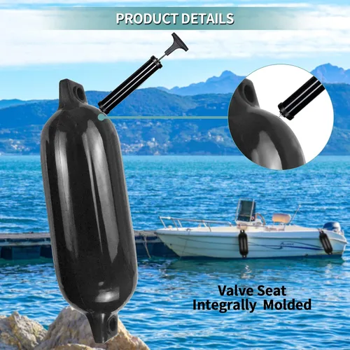 Miniatura 4 de Defensas de Barco Paquete de 4 4.5"/5.5"/6.5"/8.5" Defensas Marinas Inflables con Nervaduras con Líneas de Defensa 6.5ft Agujas y Bomba para Ojos