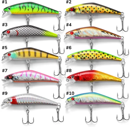 Miniatura 3 de Kit de señuelos de pesca, señuelo de minnow, cebo duro, cebos de manivela, wobbler de hundimiento, anzuelos agudos, señuelos de pesca de 2.7 in