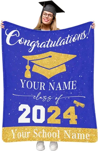 Miniatura 25 de Manta personalizada de graduación 2025, manta personalizada para regalo de graduación con nombre de la universidad, manta de felicitación