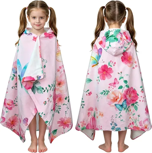Miniatura 52 de VOOVA & MOVAS Toalla de playa con capucha para niños de 3 a 8 años, 30 x 50 pulgadas, suave, gruesa, grande, 100% algodón, absorbente para playa