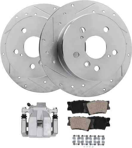 Miniatura 11 de Detroit Axle - Rotores de freno para Ford 2013-2019 Explorer Taurus Flex Lincoln MKT MKS, rotores de freno de disco ranurados perforados de repuesto