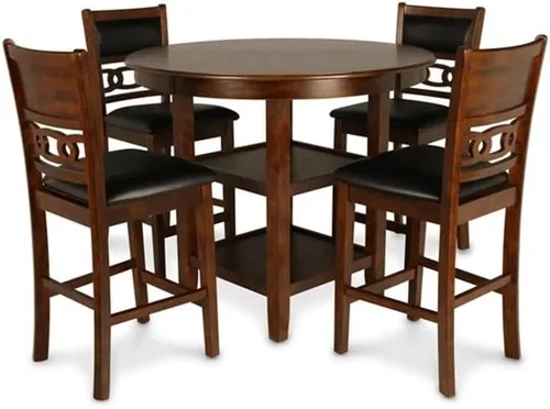 Miniatura 4 de New Classic Furniture Gia - Juego redondo de 5 piezas de altura de mostrador con 1 mesa de comedor y 4 sillas, 42 pulgadas, marrón
