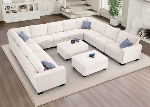 Miniatura 29 de Legend Vansen Sofá modular de gran tamaño, sofá en forma de U de 7 asientos con otomana, sofá de pana con asiento profundo, sofás seccionales Gris