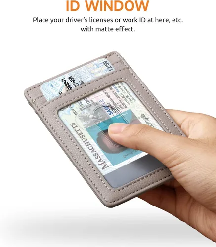 Miniatura 69 de Buffway Billetera delgada para hombre, minimalista con bolsillo frontal delgado, tarjetero de cuero con bloqueo RFID para viajes de trabajo