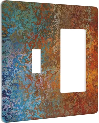 Miniatura 195 de Placa Decorativa de Pared Beige Boho de Mediados de Siglo Sol Abstracto 1-Gang Retro Años 70 Arte Geométrico Moderno con Arco Eléctrico Interruptor
