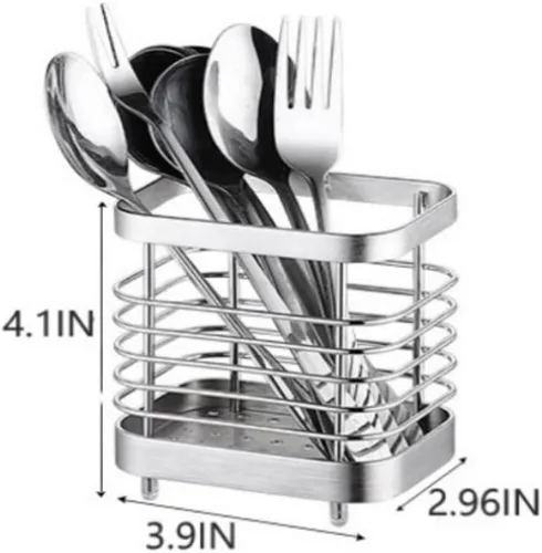 Miniatura 3 de Soporte para utensilios, estante de secado de utensilios de acero inoxidable, soporte de utensilios de alambre para encimera de cocina, cubiertos