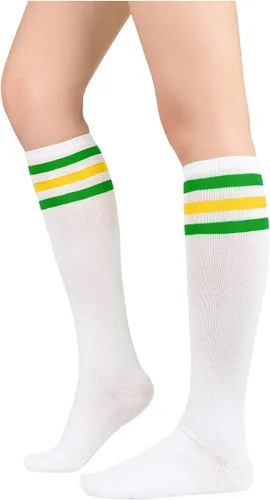 Century Star - Calcetines altos hasta la rodilla para mujer con rayas finas y atléticas, calcetines altos para deportes al aire libre