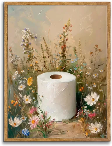 Miniatura 30 de AtterrirArt Divertido arte de pared enmarcado para baño, 8 x 10 pulgadas, lindo pato en el inodoro, lectura de periódico, decoración de pared