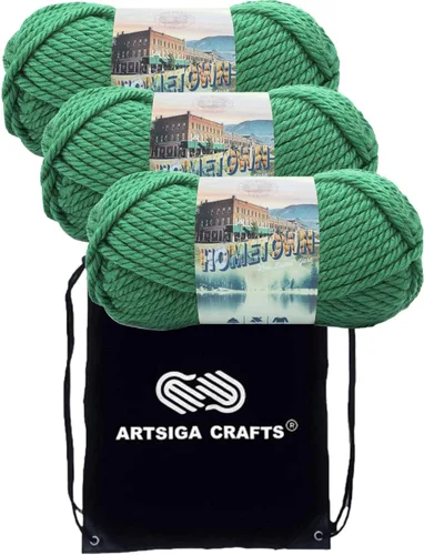 Miniatura 72 de Lion Brand Hometown New York White 135-100 (3 madejas - mismo lote de tinte) #6 S Bulky - Hila acrílica para crochet y tejer con bolsa para proyectos