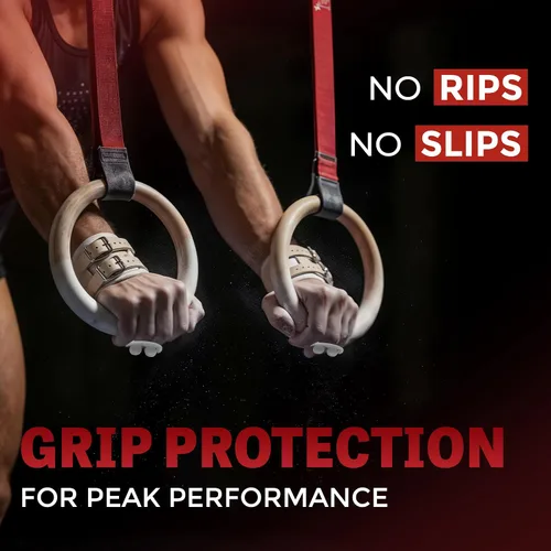 Miniatura 3 de Reisport Puños de gimnasia para hombre, de cuero duradero, para anillos de gimnasia para hombres y niños, equipo de gimnasia y accesorios