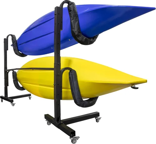 Miniatura 2 de RaxGo - Estante de almacenamiento independiente para kayak, almacenamiento resistente para dos kayaks, SUP, canoa y tabla de remo para interiores