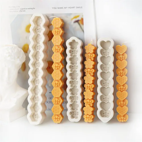 Miniatura 2 de Cestony 3 moldes de silicona para velas en forma de corazón, flores, panal, para manualidades, velas de resina, aromaterapia, cera, jabón, flores