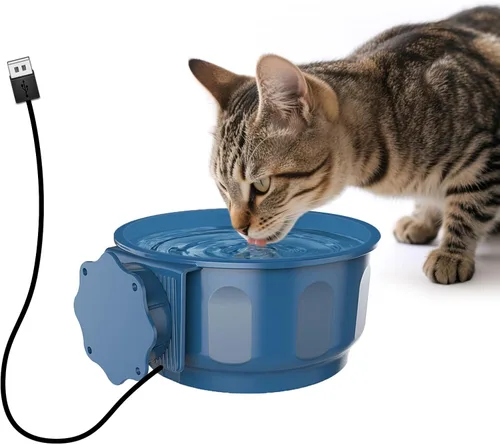 NAMSAN Tazón pequeño con calefacción para mascotas para conejos y gatos en interiores, tazón de agua caliente de 0.6L, tazón térmico para agua y