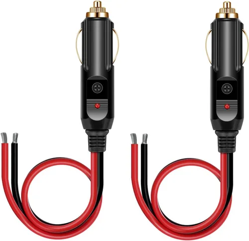 Paquete de 2 enchufes macho a encendedor de cigarrillos macho de 12 V de alta resistencia, enchufe de repuesto de adaptador de corriente de