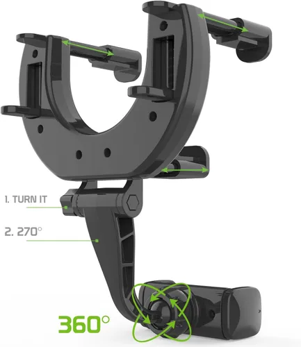 Miniatura 5 de Cellet Soporte universal para teléfono con espejo retrovisor para vehículo, compatible con iPhone 14 Pro Max Mini SE 13 12 11 XR XS Galaxy Z Flip Z