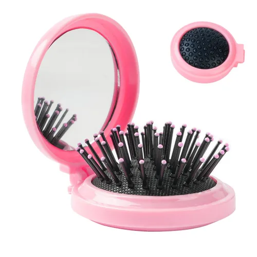 Miniatura 7 de 2 cepillos de pelo plegables para espejo de viaje, peine de pelo de bolsillo, cepillo de pelo con espejo, mini cepillo de pelo redondo para mujeres