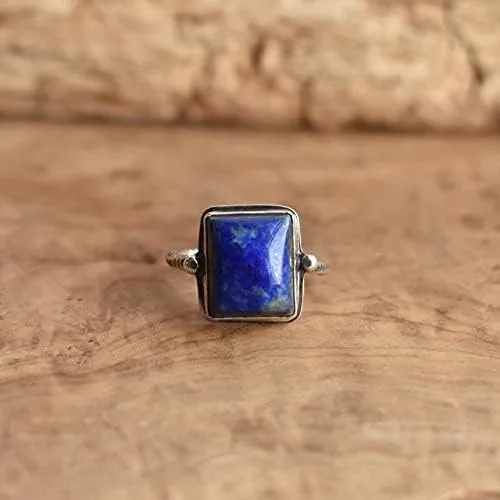 Miniatura 5 de Lapislázuli - Anillos de plata de ley 925 anillos de uso diario regalo para ella anillos de compromiso 1046