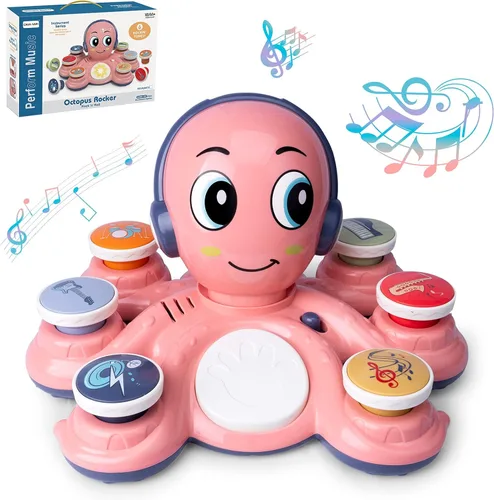 Juguetes musicales para bebés, juguetes de aprendizaje para niños pequeños, juguetes musicales de pulpo, juguetes educativos musicales para niños en