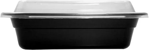 Miniatura 4 de PACTOGO Recipientes desechables de plástico negro rectangulares de 12 onzas con tapas, sin BPA (paquete de 50 juegos)