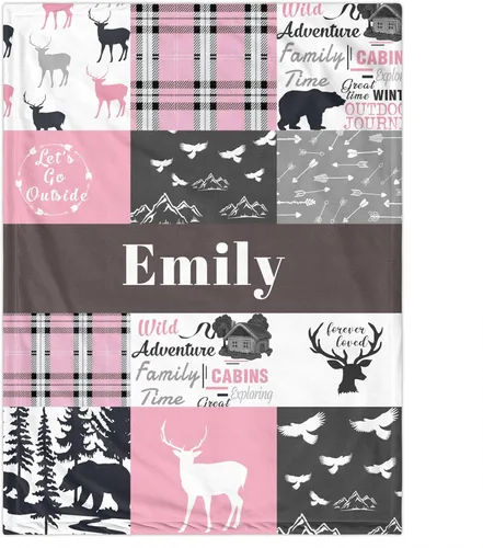 Miniatura 9 de Manta de bebé personalizada con nombre para niños y niñas, manta personalizada con temática de bosque, ropa de cama de franela suave para recién