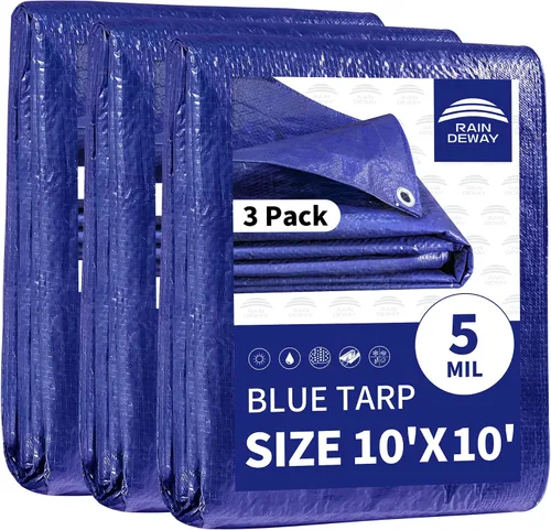 Miniatura 57 de RAINDEWAY Tarps - Lona impermeable de color azul de 4 x 16 pies de grosor, resistente a desgarros, multiusos, para techo, campamento, automóvil