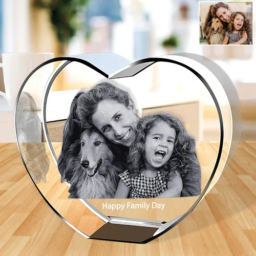 Miniatura 6 de Bivei Foto de cristal 3D con tus propias fotos para él, imagen grabada con láser 3D personalizada en cristal para parejas, decoración conmemorativa