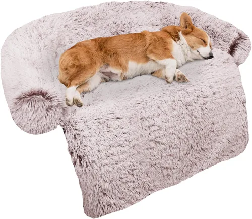 Miniatura 69 de Cama calmante para perro, tapete de felpa esponjoso para perros con protector de muebles con funda extraíble lavable para perros y gatos grandes