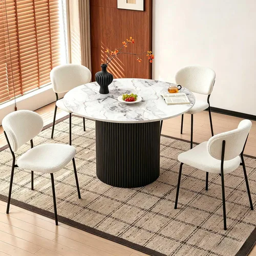 Miniatura 14 de Homedot Juego de 2 sillas de comedor tapizadas negras, modernas sillas de cocina de mediados de siglo tapizadas con cojín acolchado para comedor