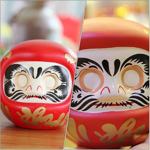 Miniatura 4 de Tofficu Hucha japonesa Daruma – Figura de cerámica roja Daruma para decoración del hogar, ahorro para niños y decoración zen japonesa – 4.33 pulgadas