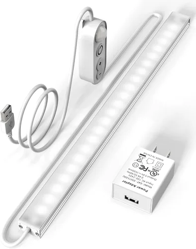 Miniatura 17 de ASOKO Iluminación LED para debajo del gabinete, barra de tira de luz de 12 pulgadas, luz blanca fría 6000 K regulable con enchufe USB, pequeña