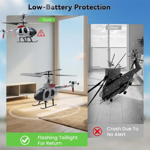Miniatura 3 de SIMREX Helicóptero RC, Juguete de Helicóptero a Control Remoto para Niños y Principiantes, Retención de Altitud, 2 Velocidades, 2 Baterías, Regalo
