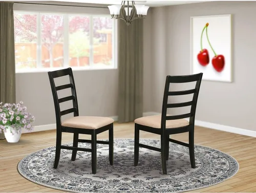 Miniatura 3 de East West Furniture PFC-CAP-C Parfait - Sillas de comedor para cocina, sillas de madera tapizadas de tela de lino, juego de 2, capuchino