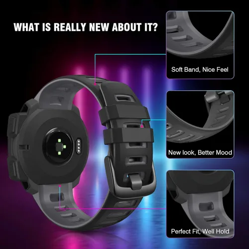 Miniatura 3 de ANCOOL Compatible con Garmin Instinct 2 Band, correa de silicona suave de repuesto para Garmin Instinct Tide/Esports/Solar/Smartwatches tácticos