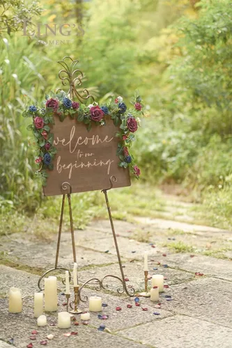 Miniatura 6 de Ling's moment Guirnalda de Flores Artificiales de 5 Pies en Color Burdeos Arco Floral Azul Marino Centro de Mesa Rosa y Hojas para Bodas Fiestas