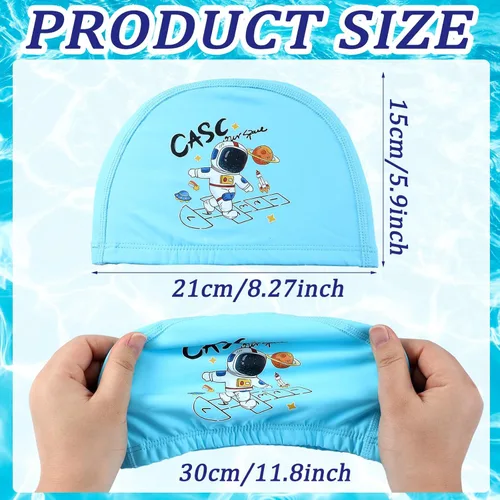 Miniatura 3 de Geyoga 3 piezas de gorras de natación para niños y niñas, gorras de natación para niños de 2 a 12 años, gorro de natación para piscina, gorro