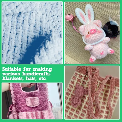 Miniatura 7 de LUNARM Hila de chenilla para crochet y tejer, 3 madejas de 240 metros de hilo grueso, suave y voluminoso, ideal para tejer mantas, ropa y creaciones