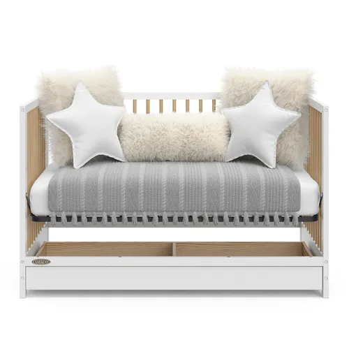 Miniatura 5 de Cuna convertible 5 en 1 con cajón Graco Teddi (Blanco con madera flotante) – Certificado GREENGUARD Gold, combinación de cuna con cajón, cajón