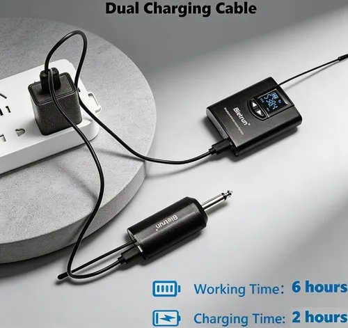 Miniatura 4 de Bietrun - Sistema de micrófono inalámbrico UHF Lavalier de solapa/micrófono para auriculares/micrófono de soporte, rango de 50.3 metros, transmisor