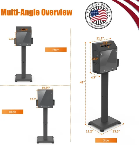 Miniatura 7 de Caja de sugerencias con soporte, cajas de donación negras para recaudación de fondos, urna de metal resistente con cerradura y llaves, ideal