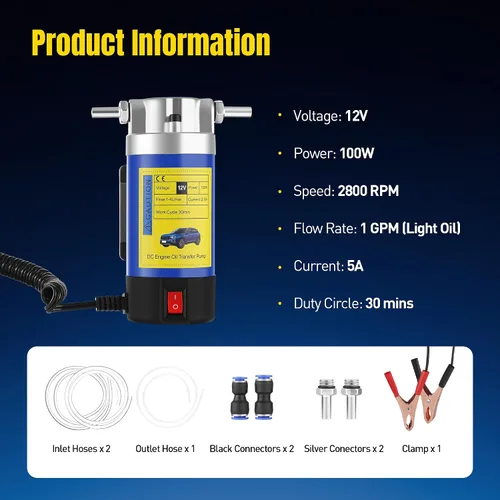 Miniatura 4 de Bomba extractora de aceite de 12 V 100 W, bomba de cambio de aceite eléctrica para aceite de motor, aceite de engranajes, drenaje de fluido