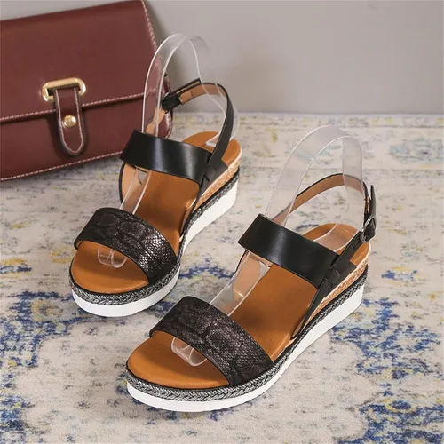 Miniatura 4 de Sandalias ortopédicas para mujer, tacones de cuña para mujer, pantuflas de caminar con soporte de arco, sandalias de cuña de verano elegantes