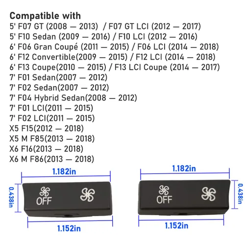 Miniatura 4 de Jaronx Compatible con el botón de CA de velocidad del ventilador de control de clima BMW, repuesto para 5 pies F07/F10,6 pies F06/F12/F13,7 pies