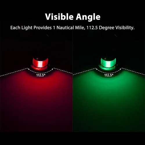 Miniatura 5 de Acelane Un par de luces LED de navegación, luces rojas y verdes, luces marinas de señalización de vela de acero inoxidable de 12 V, puerto lateral