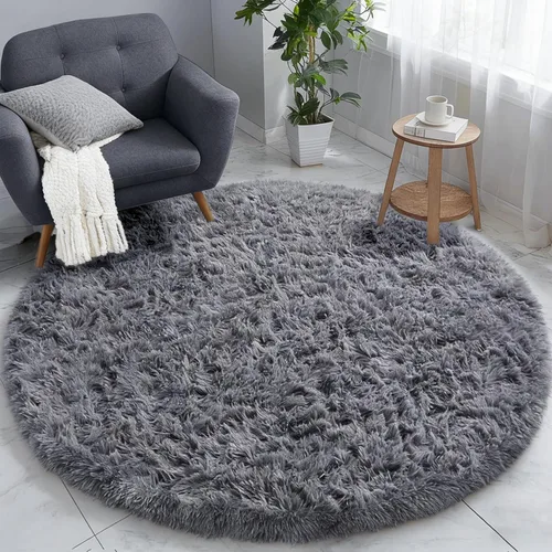 Miniatura 10 de PAGISOFE Alfombra Roja Redonda de 4 Pies, Alfombras de Área para Dormitorio, Alfombra Circular para Habitación de Niñas, Alfombras Esponjosas, Rojo