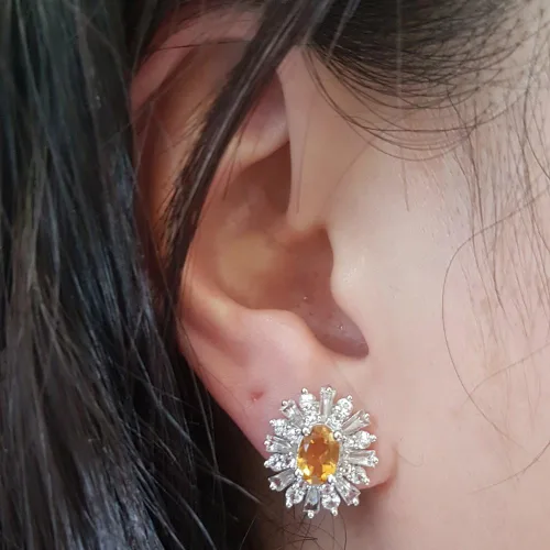 Miniatura 5 de Plata de ley Ladies Copo de Nieve Style Fashion Stud arete